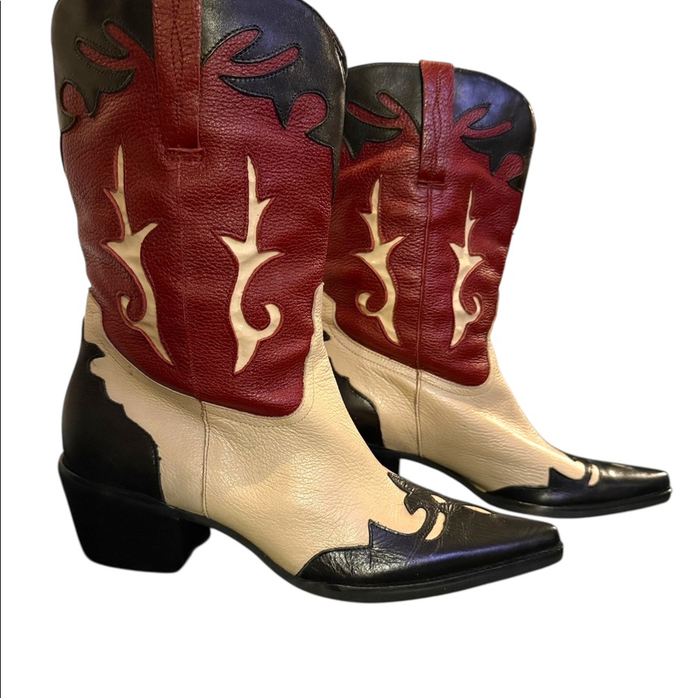 Matisse Red & Black Leather Cowboy Boots like New